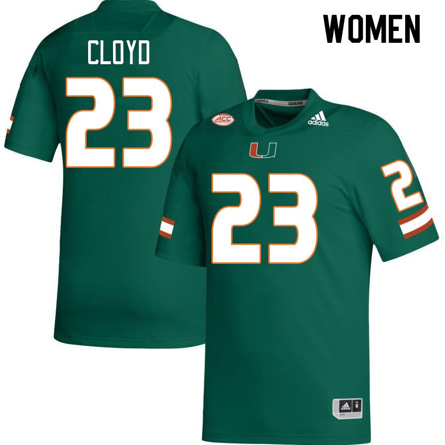 Women #23 K.J. Cloyd Miami Hurricanes College Football Jerseys Stitched Sale-Green